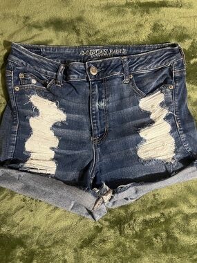 American Eagle Outfitters Distressed Dark Blue Denim Shorts